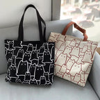 Sac cabas Chats — Tote bag en toile épaisse, grande capacité