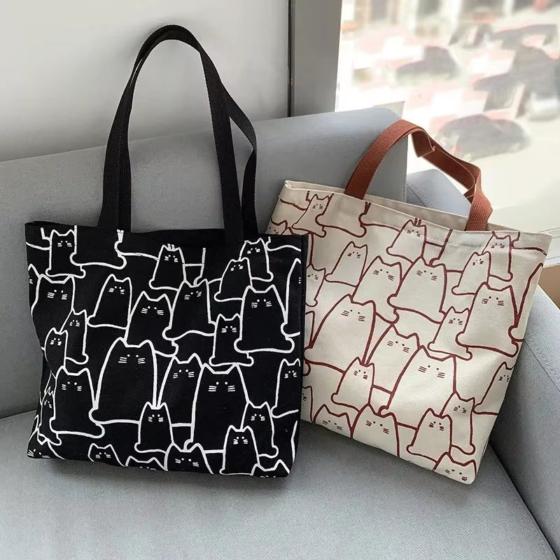 Sac cabas Chats — Tote bag en toile épaisse, grande capacité