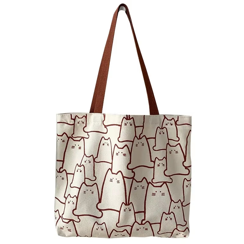 Sac cabas Chats — Tote bag en toile épaisse, grande capacité