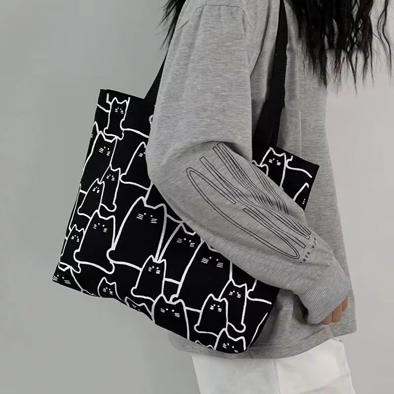Sac cabas Chats — Tote bag en toile épaisse, grande capacité
