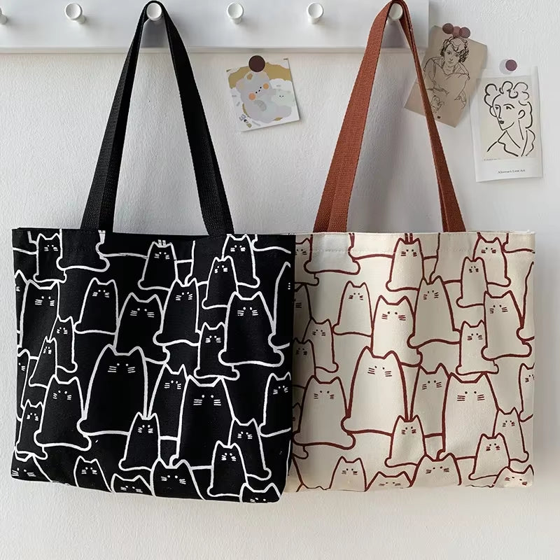 Sac cabas Chats — Tote bag en toile épaisse, grande capacité